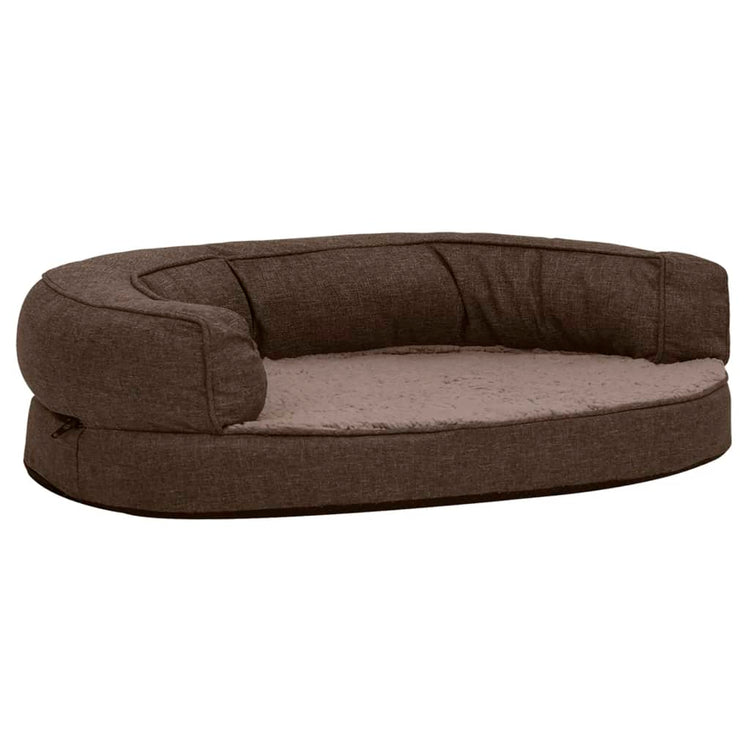 Vidaxl Dog Bed Ergonomic Line-look 75x53 cm Fleece Brown