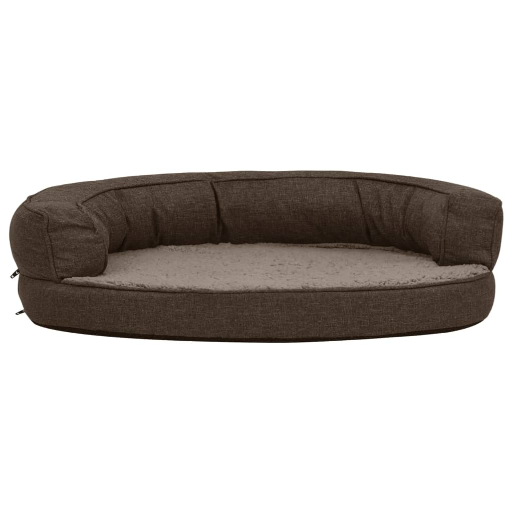 Vidaxl Dog Bed Ergonomic Line-look 75x53 cm Fleece Brown