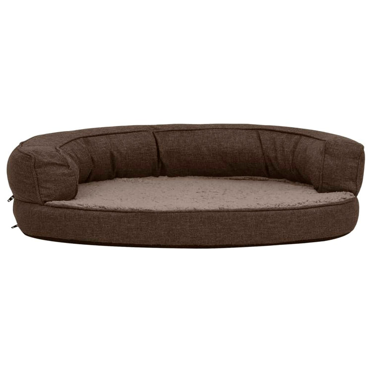 Vidaxl Dog Bed Ergonomic Line-look 75x53 cm Fleece Brown