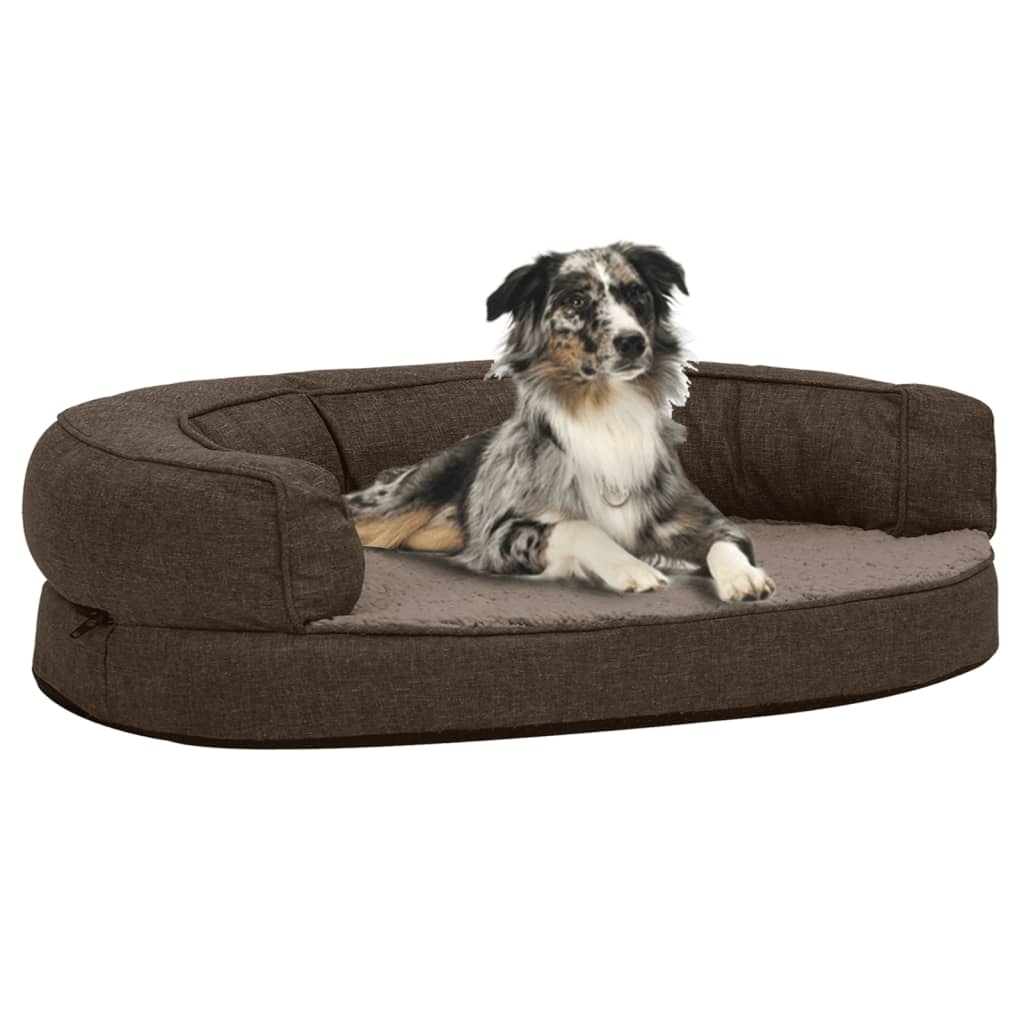 Vidaxl Dog Bed Ergonomic Line-look 75x53 cm Fleece Brown