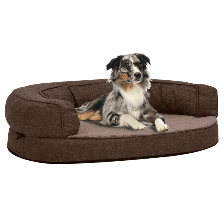 Vidaxl Dog Bed Ergonomic Line-look 75x53 cm Fleece Brown