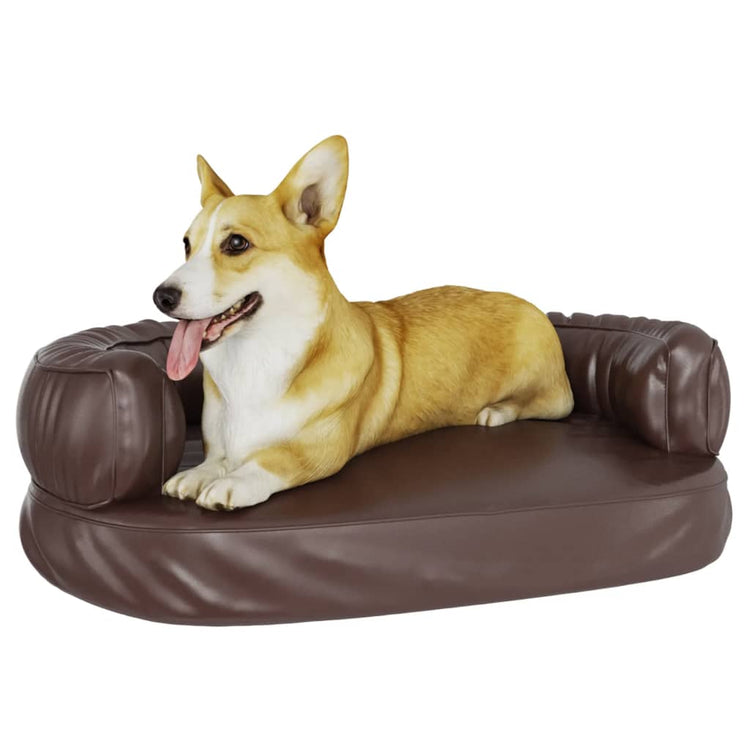 Vidaxl Dog Panier avec mousse ergonomique 60x42 cm en cuir artificiel marron
