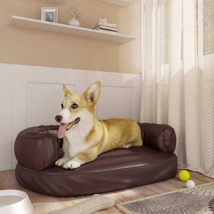 Vidaxl Dog Panier avec mousse ergonomique 60x42 cm en cuir artificiel marron