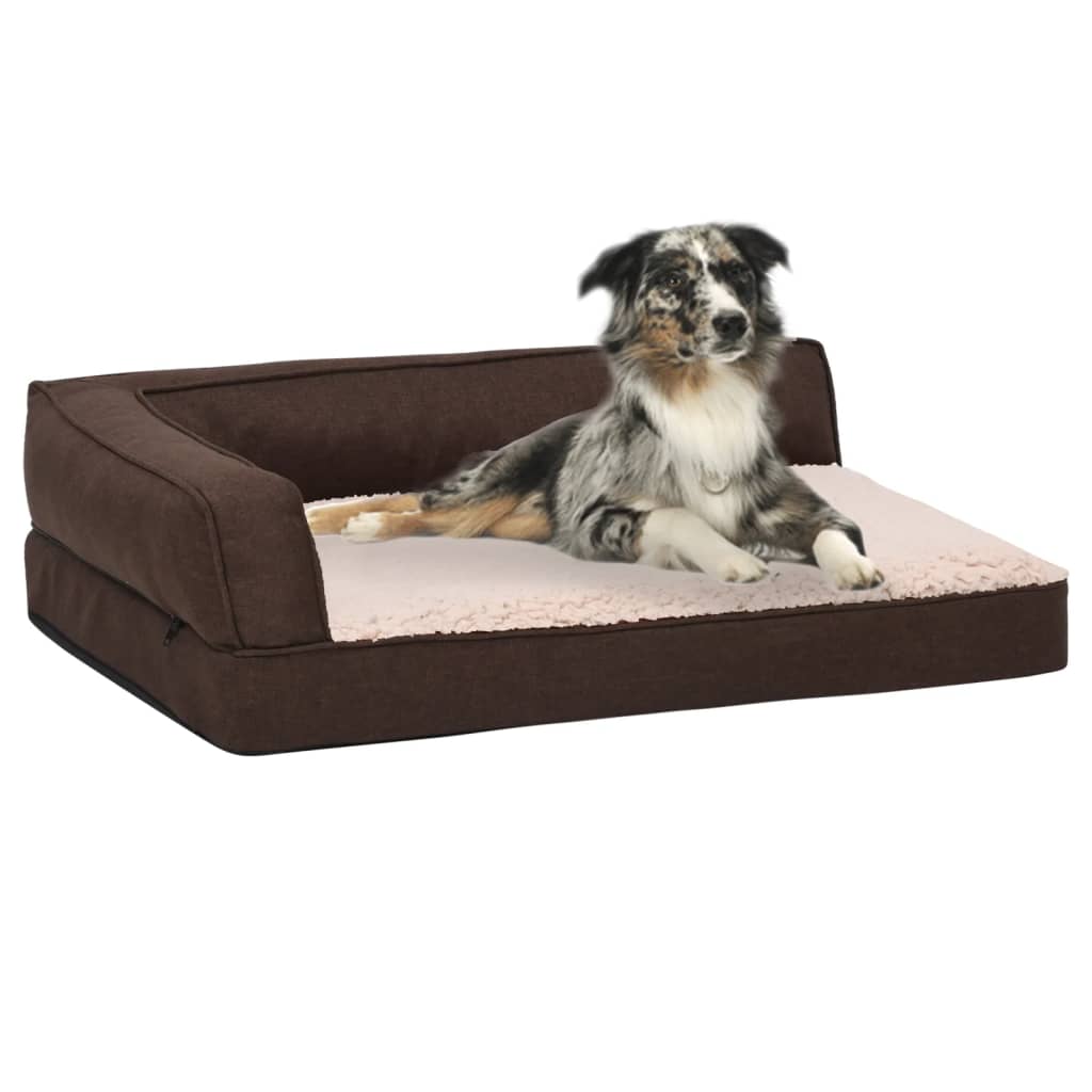 Vidaxl Dog Bed Ergonomic Line-look 75x53 cm Fleece Brown