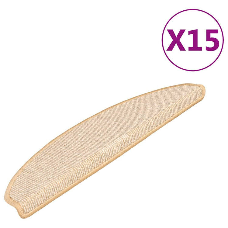 Vidaxx tapis d'escalier 15 pcs 65x21x4 cm crème semi-circulaire grand