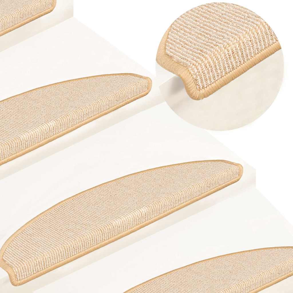 Vidaxx tapis d'escalier 15 pcs 65x21x4 cm crème semi-circulaire grand