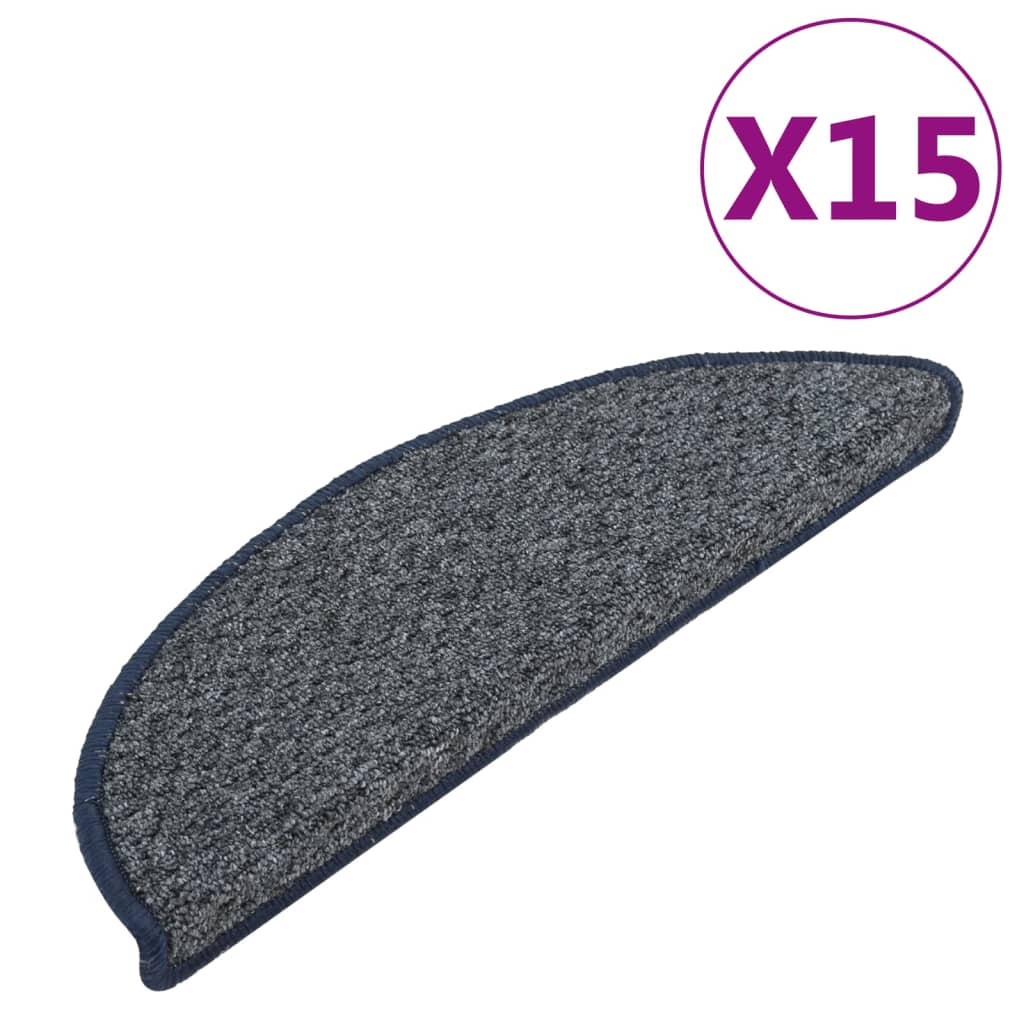 Mattes d'escalier vidaxl 15 st 56x17x3 cm bleu foncé