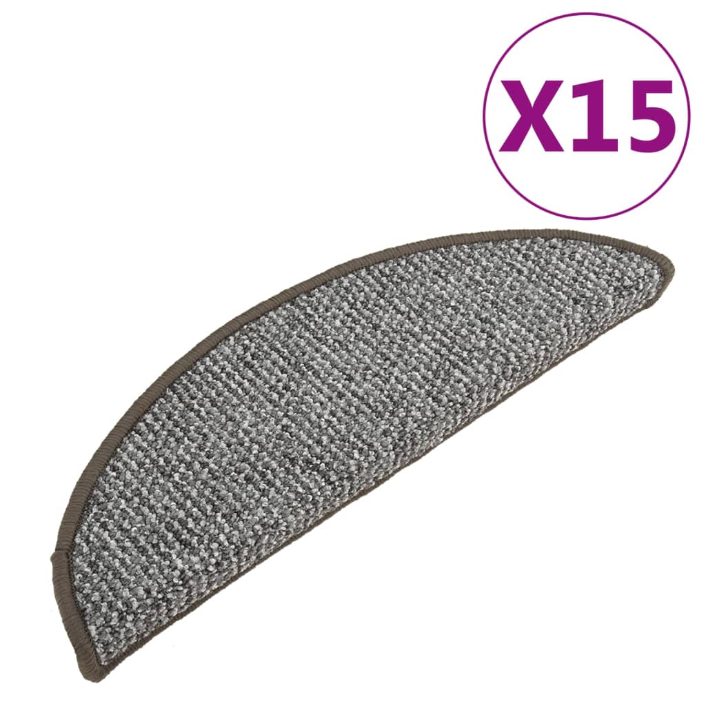 Mattes d'escalier vidaxl 15 st 56x17x3 cm gris
