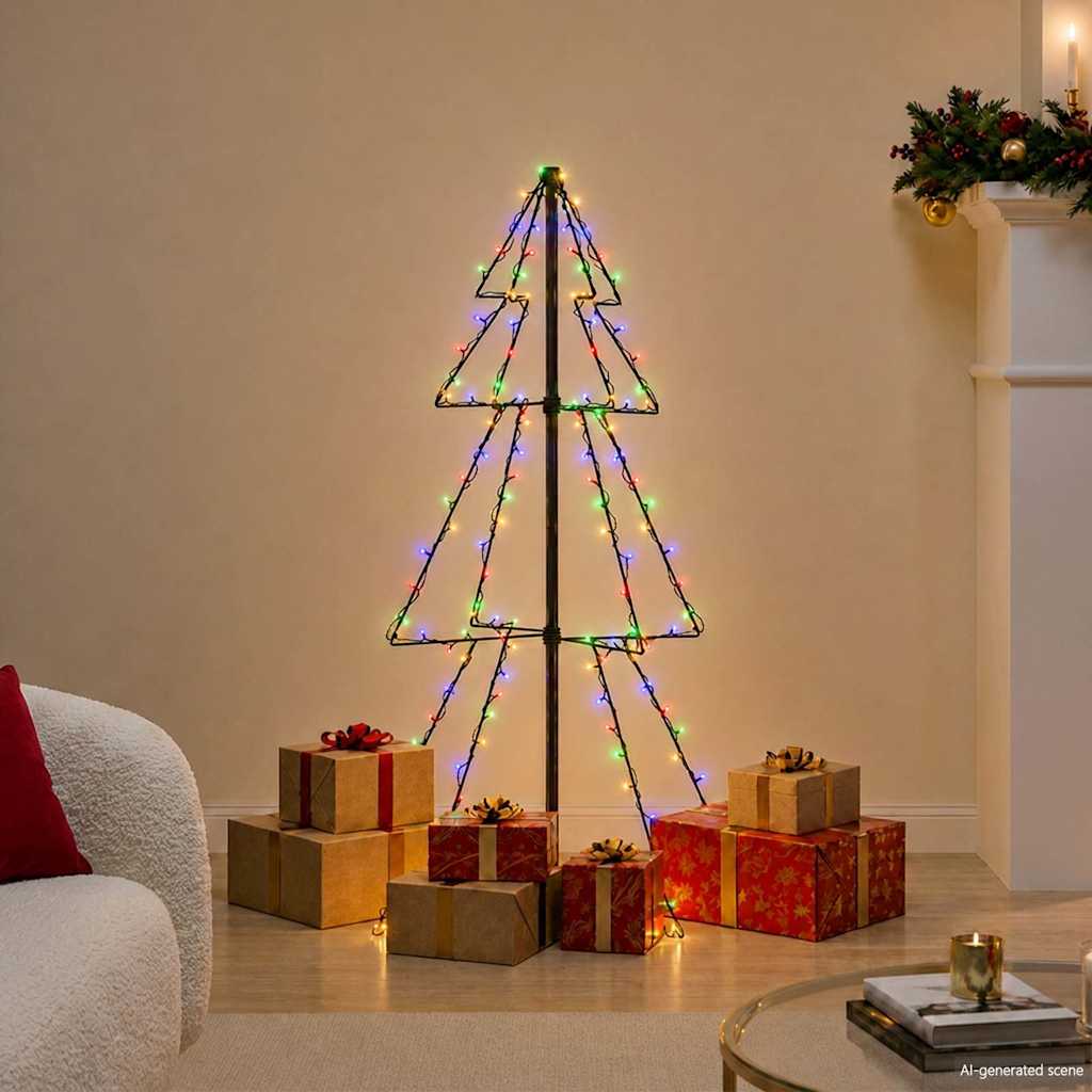 Vidaxl kegelkerstboom 160 LEDS à l'intérieur et à l'extérieur 78x120 cm