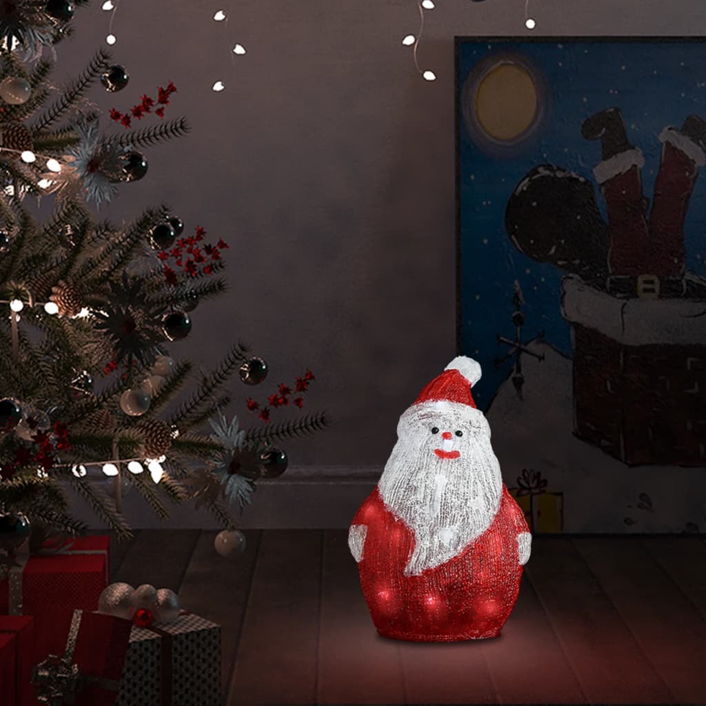Vidaxl Christmas Figure Santa a mené à l'intérieur et à l'extérieur de 28 cm acrylique