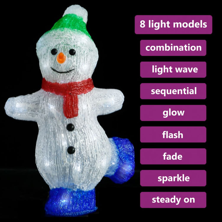Vidaxl Christmas Figure Snowman a mené à l'intérieur et à l'extérieur de 30 cm acrylique