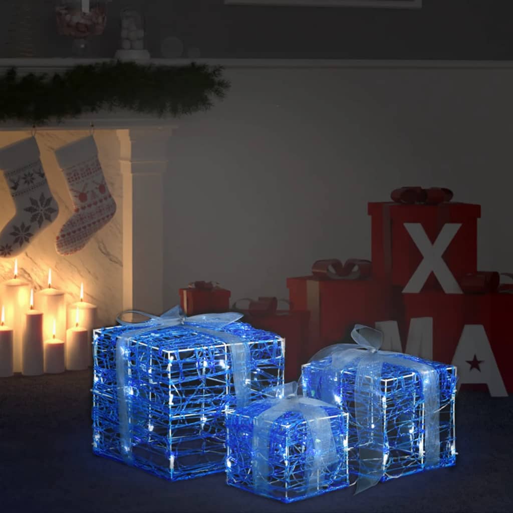 Boîtes-cadeaux d'éclairage de Noël Vidaxl 3 ST