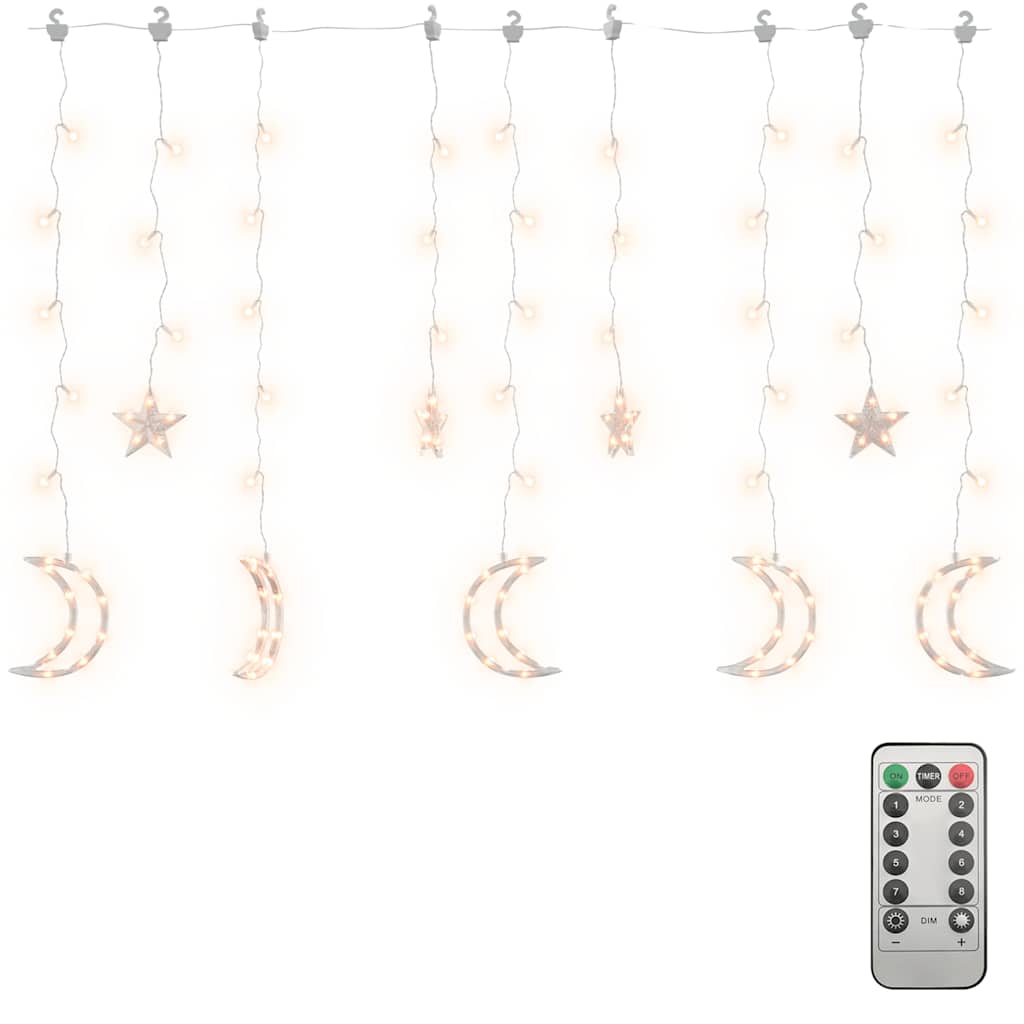 Vidaxl Light Garland Star and Moon Remote Control 138 LEDS WHITE CHAUD