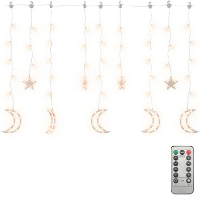 Vidaxl Light Garland Star and Moon Remote Control 138 LEDS WHITE CHAUD