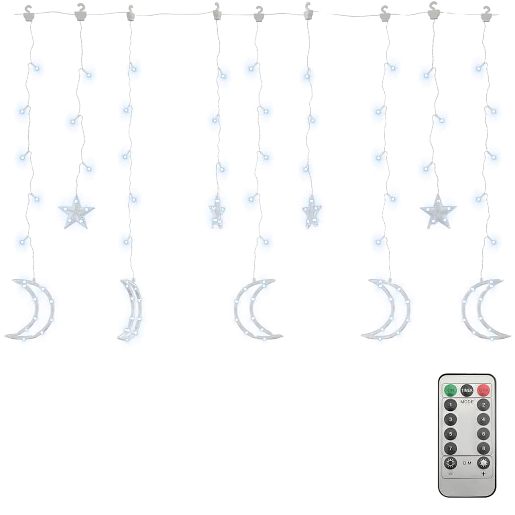 Vidaxl Light Garland Star and Moon Remote Control 138 LEDS Blanc froid