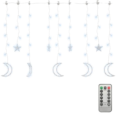 Vidaxl Light Garland Star and Moon Remote Control 138 LEDS Blanc froid