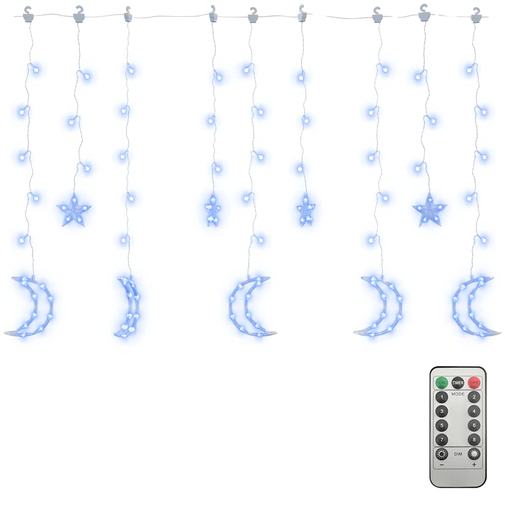 Vidaxl Light Garland Star et Moon Remote Control 138 LEDS BLUE
