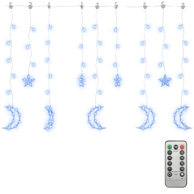 Vidaxl Light Garland Star et Moon Remote Control 138 LEDS BLUE