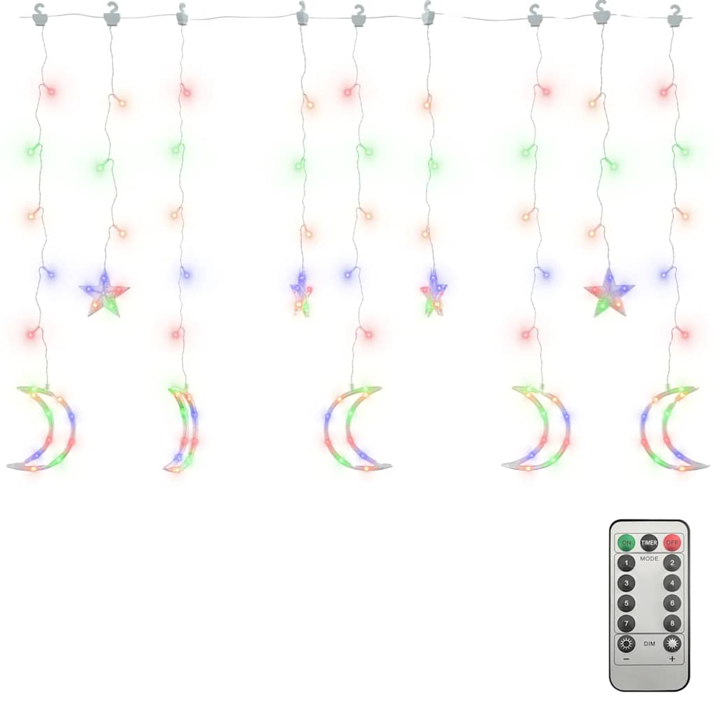 Vidaxl Light Garland Star and Moon 138 LEDS Multi -colored