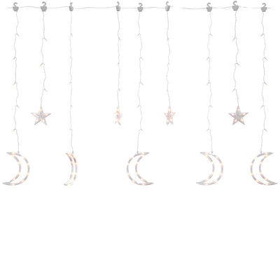 Vidaxl Light Garland Star and Moon Remote Control 345 LEDS WHITE CHAUD
