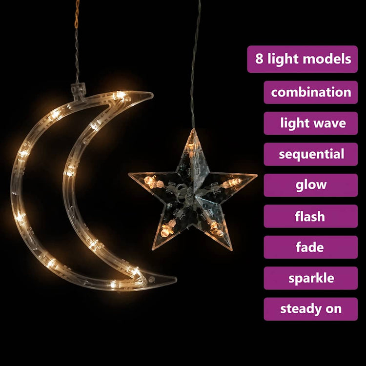 Vidaxl Light Garland Star and Moon Remote Control 345 LEDS WHITE CHAUD