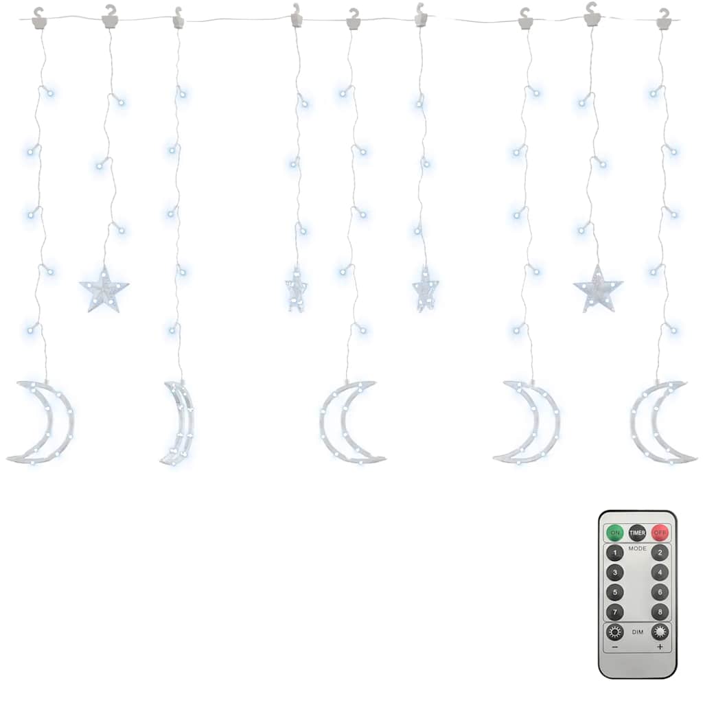 Vidaxl Light Garland Star and Moon Remote Control 345 LEDS Cold White