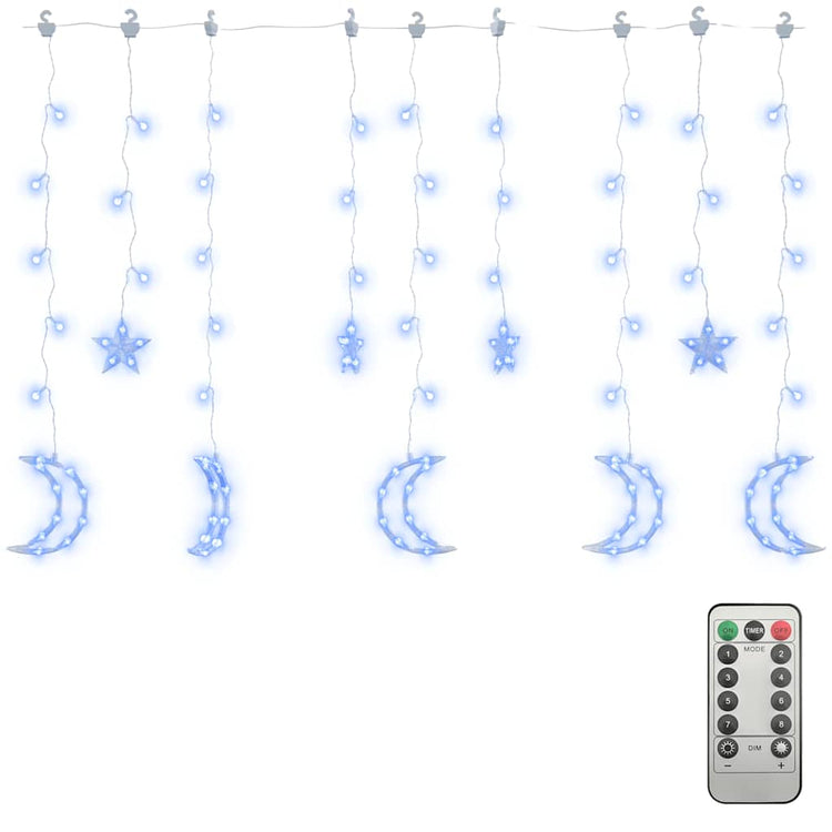 Vidaxl Light Garland Star and Moon Remote Control 345 LEDS BLUE