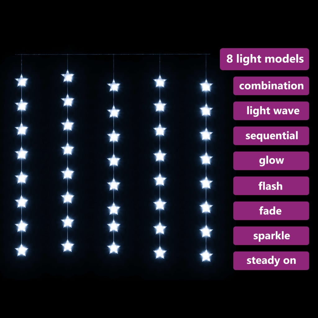 Vidaxl Light Corder Stars avec 200 LED et 8 fonctions White froid