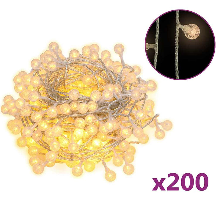 Cordon lumineux vidaxl avec 200 LED 8 fonctions chaudes blanc 20 m