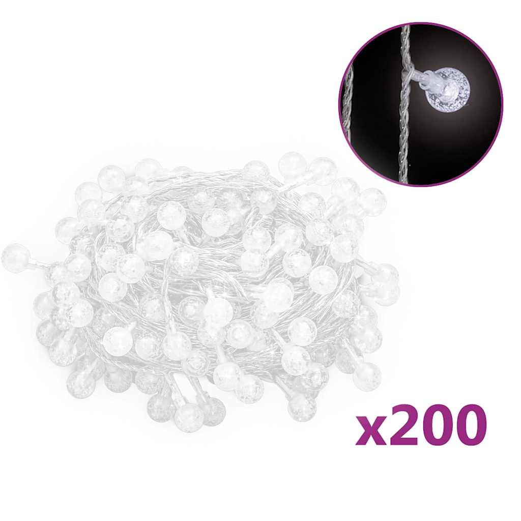 Cordon lumineux vidaxl avec 200 LED 8 fonctions Cold White 20 m