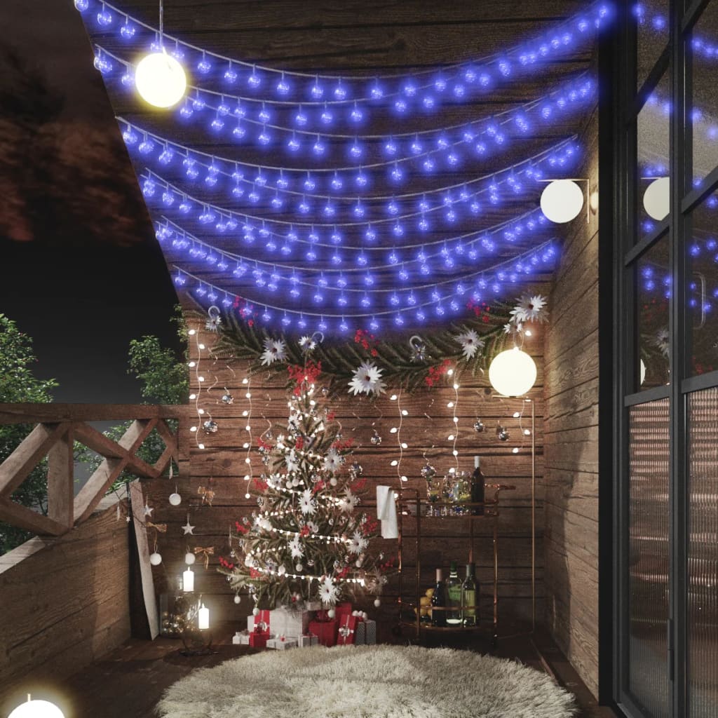 Cordon lumineux vidaxl avec 200 LED 8 fonctions bleu 20 m