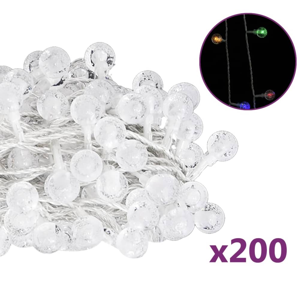 Cordon lumineux vidaxl avec 200 LED 8 fonctions multi-colorants 20 m