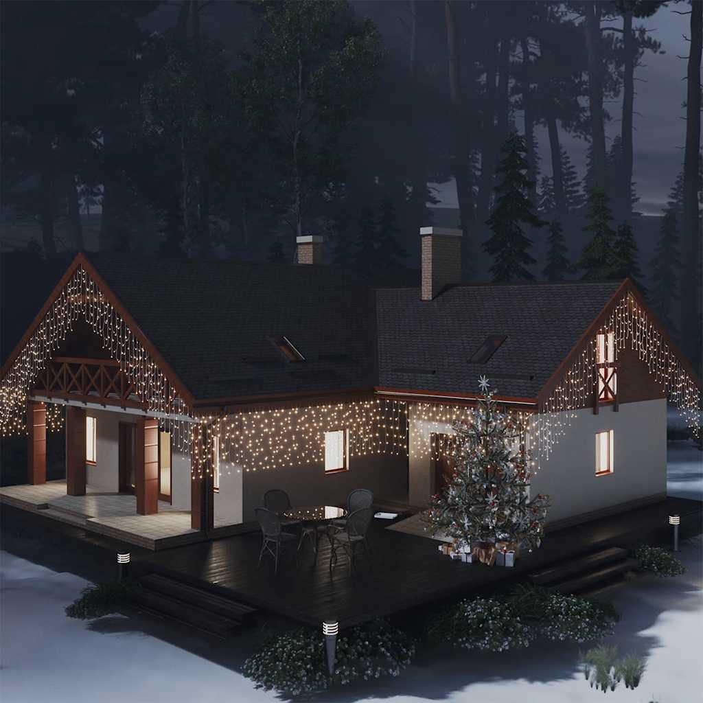 Rideau lumineux vidaxl avec 400 LED et 8 fonctions 10 m blanc chaud