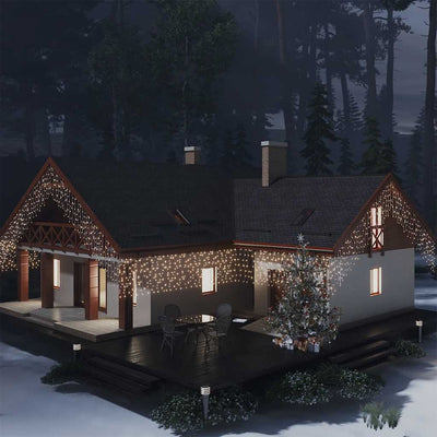 Rideau lumineux vidaxl avec 400 LED et 8 fonctions 10 m blanc chaud