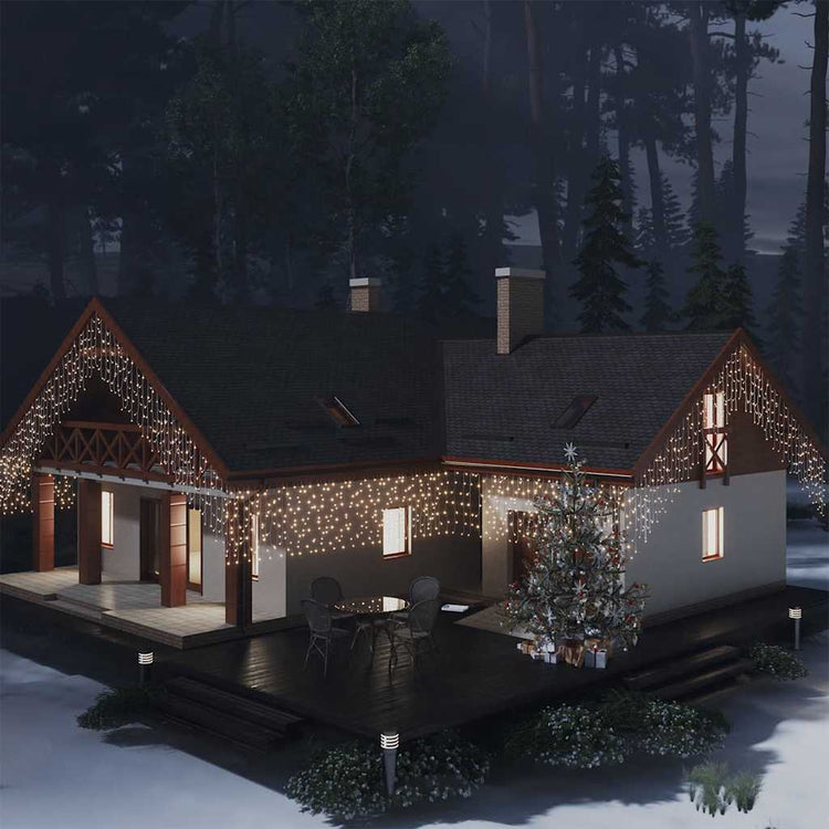 Rideau lumineux vidaxl avec 400 LED et 8 fonctions 10 m blanc chaud