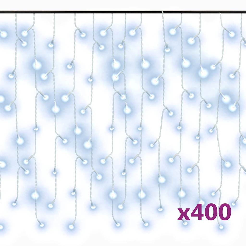 Rideau lumineux vidaxl avec 400 LED et 8 fonctions 10 m de blanc froid