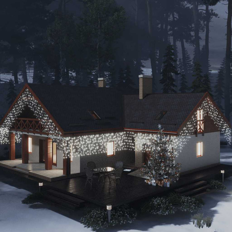 Rideau lumineux vidaxl avec 400 LED et 8 fonctions 10 m de blanc froid