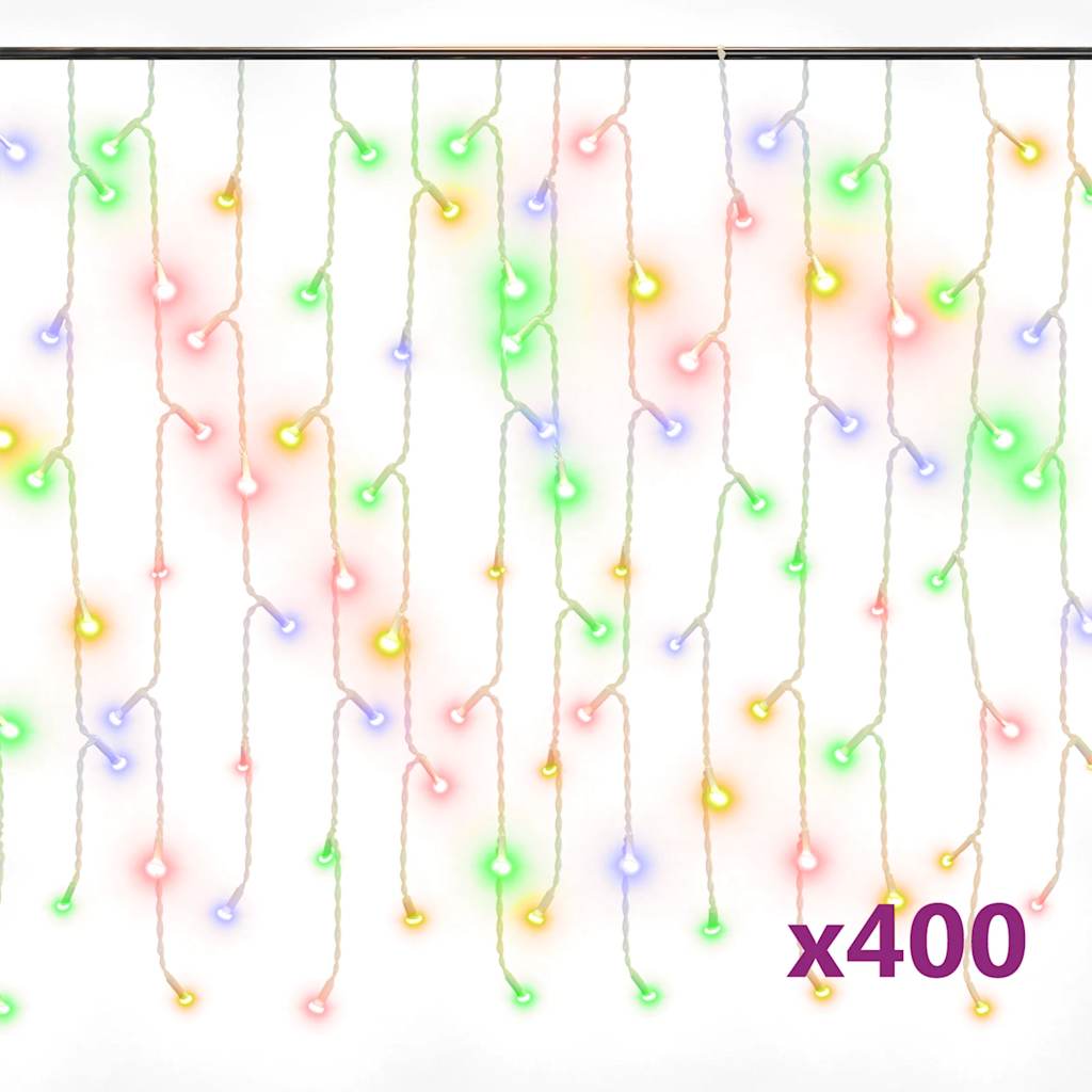 Rideau lumineux vidaxl avec 400 LED et 8 fonctions 10 m multicolores
