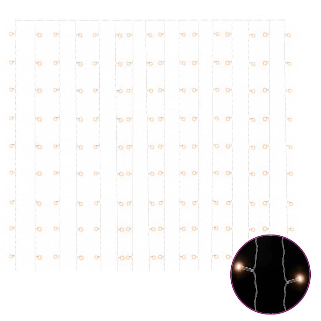 Rideau de cordon lumineux vidaxl avec 300 LED et 8 fonctions 3x3 m blanc chaud