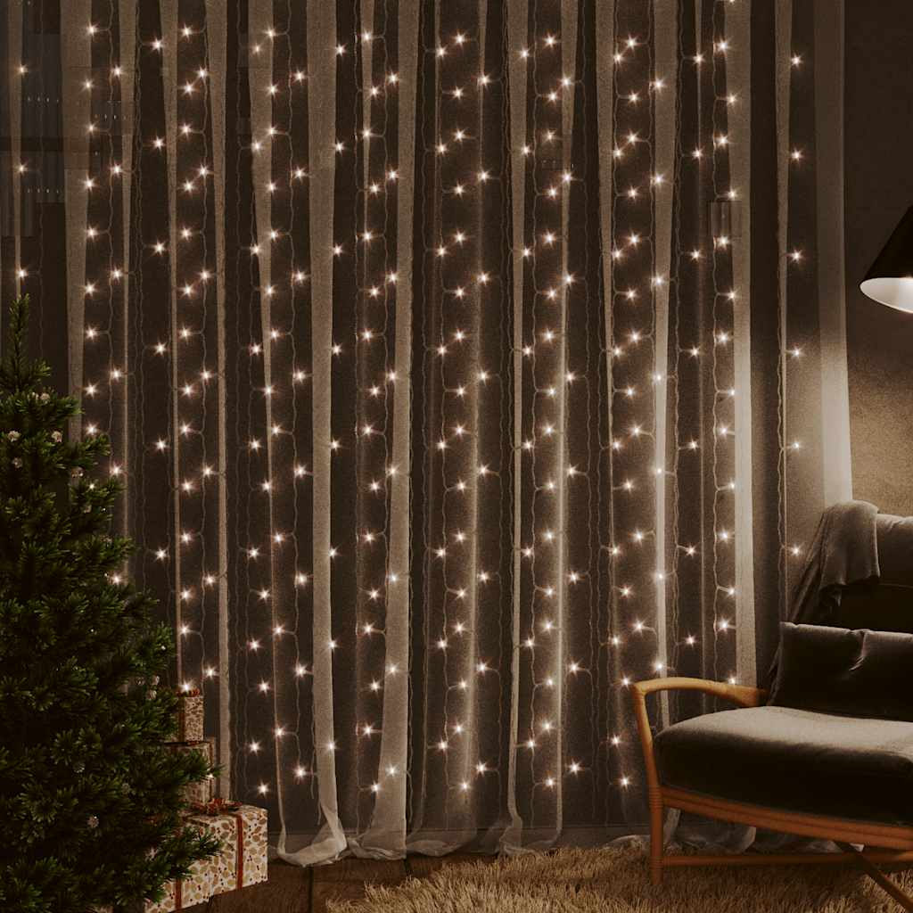 Rideau de cordon lumineux vidaxl avec 300 LED et 8 fonctions 3x3 m blanc chaud