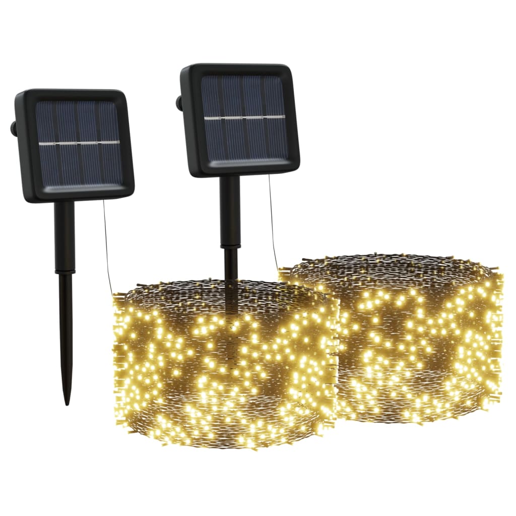Vidaxl Cords lumineux 2 ST avec 2x200 LEDS solaires à l'intérieur du blanc chaud à l'extérieur