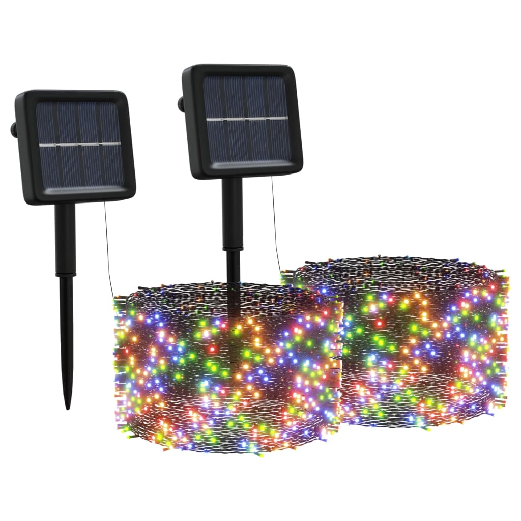 Cordons lumineux Vidaxl 2 PCS 2x200 LEDS solaires à l'intérieur multi-colorants à l'extérieur