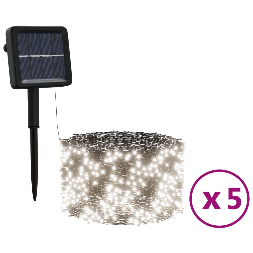 Vidaxl 5 st élingue légère avec 200 LEDS solaires à l'intérieur du blanc froid à l'extérieur