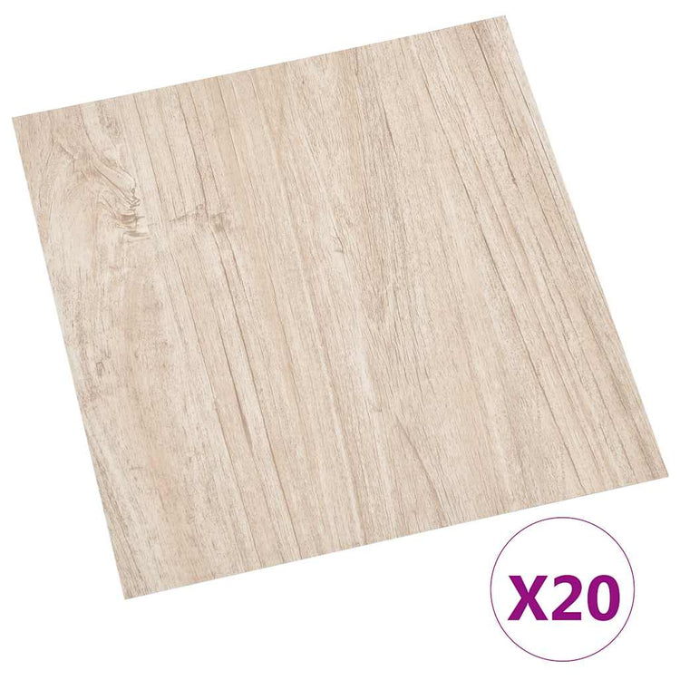 Planches de plancher vidaxl 20 ST auto-adhésif 1,86 m² en PVC brun clair