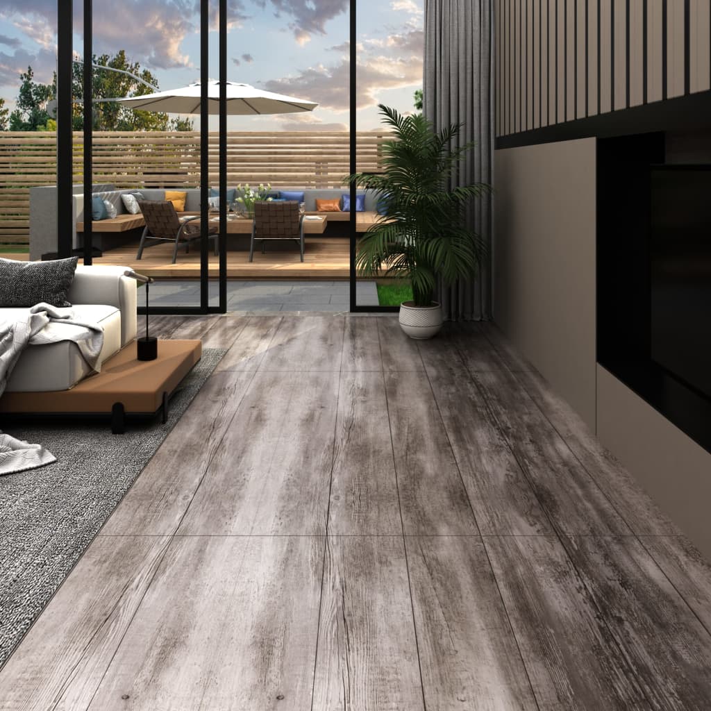 Planchers de plancher vidaxl auto-adhésif 5,21 m² 2 mm en PVC en bois marron en bois