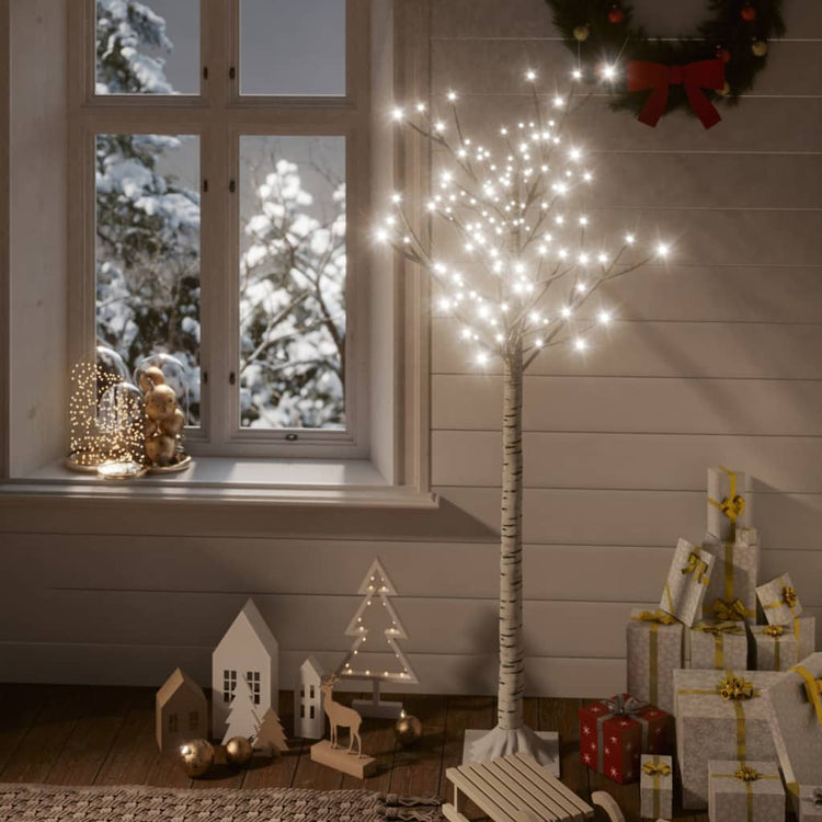 Saule d'arbre de Noël Vidaxl avec 140 LED blancs à l'intérieur et à l'extérieur 1,5 m