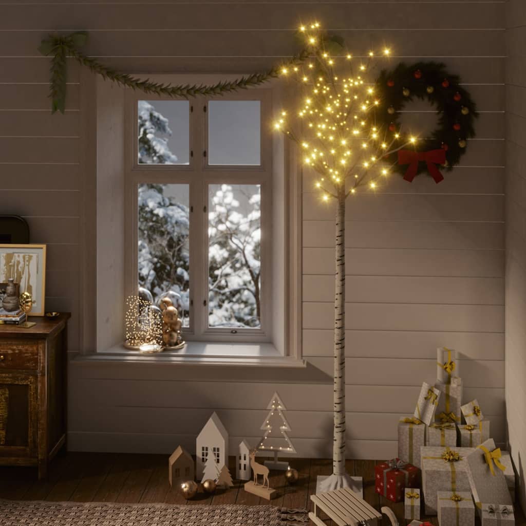 Saule d'arbre de Noël Vidaxl avec 200 LED blancs chauds à l'intérieur et à l'extérieur 2,2 m