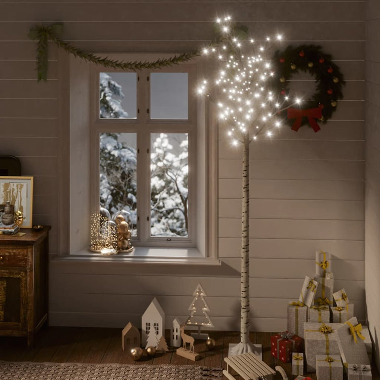 Saule d'arbre de Noël Vidaxl avec 200 LED blancs froids à l'intérieur et à l'extérieur 2,2 m
