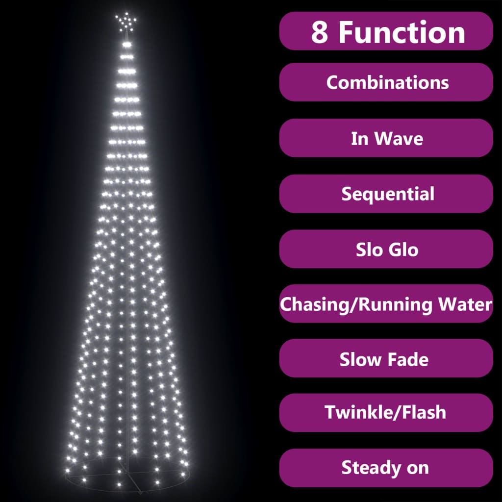 Vidaxl kegelkerstboom 752 Cold-LEDS blanc 160x500 cm