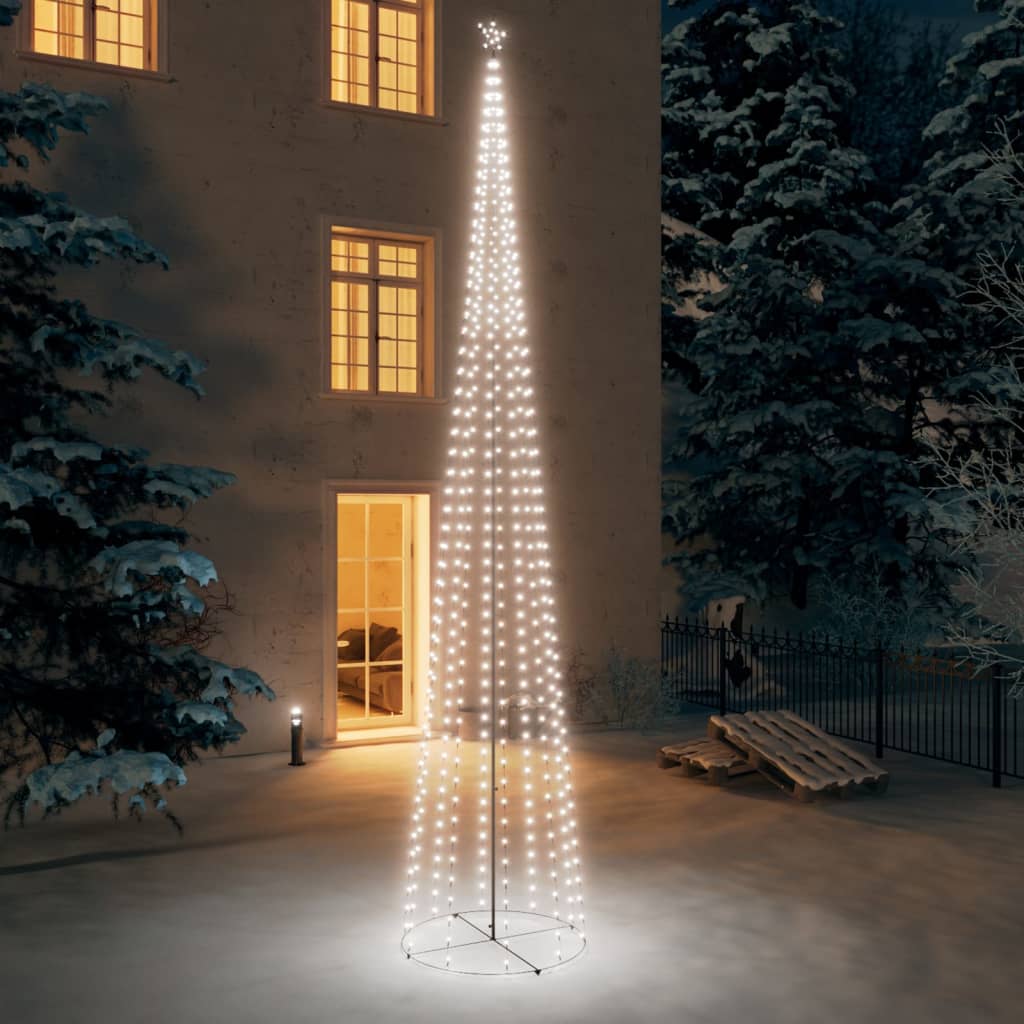Vidaxl kegelkerstboom 752 Cold-LEDS blanc 160x500 cm